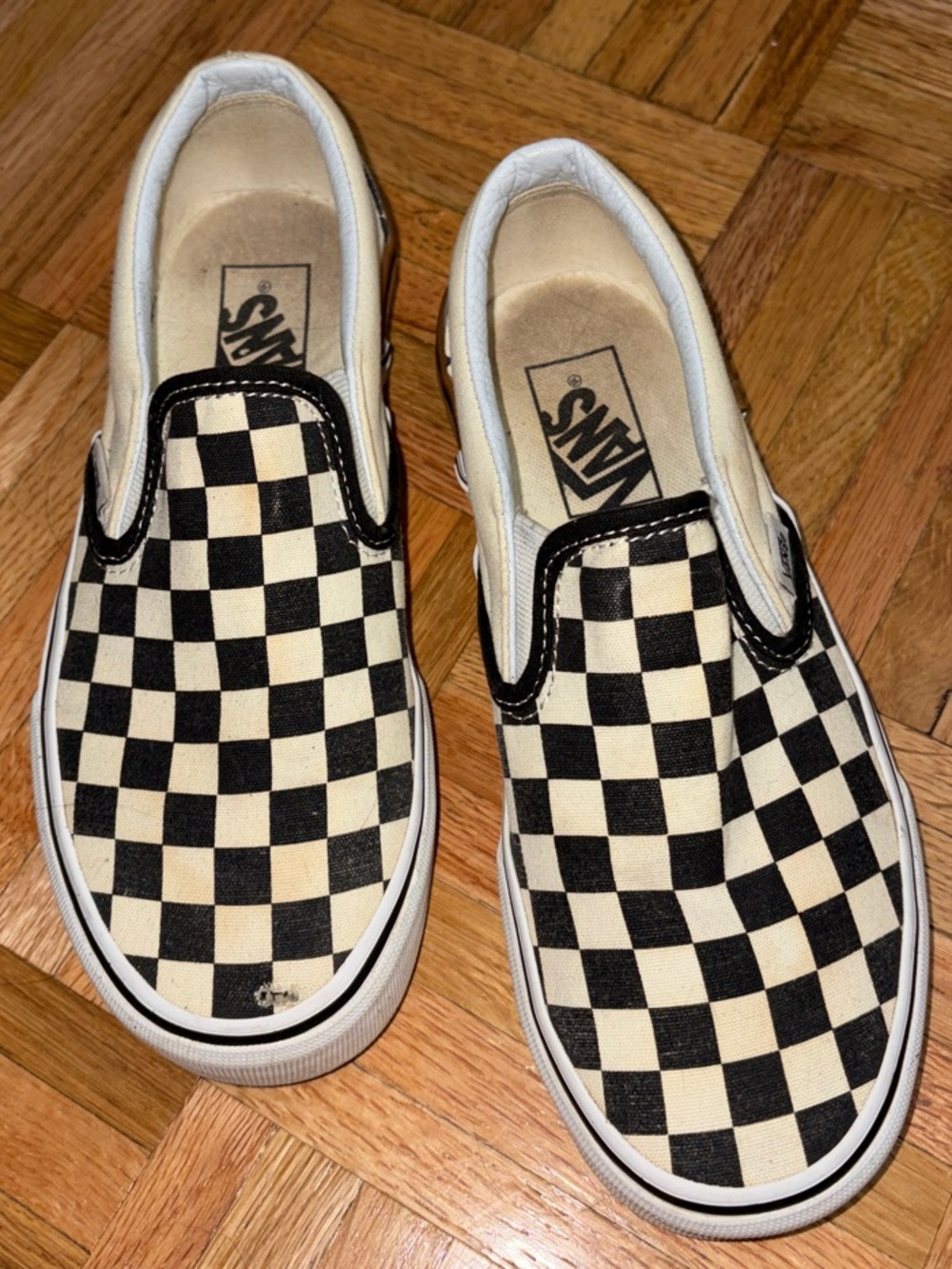 Vans - Slip-On Checkerboard Sneakers - Black & White - Women’s Size 6.5 GUC!